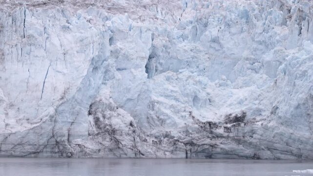 a close up panning clip of the terminus wall of hubbard glacier in alaska of the usa