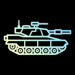 Naklejka premium Military tank vector line icon with gradient on black