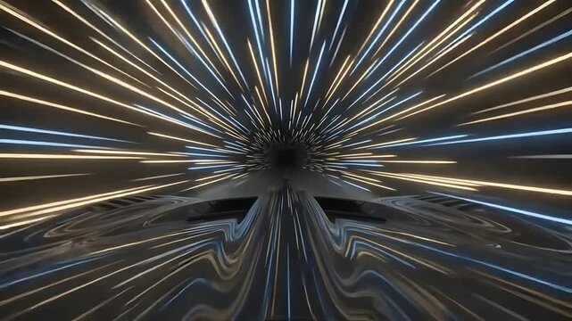 Futuristic Car Speeding Through Glowing Sci fi Tunnel