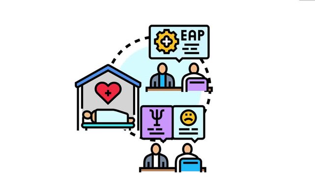 Healthcare system providing support to employees experiencing physical and mental health issues, offering assistance programs and professional help