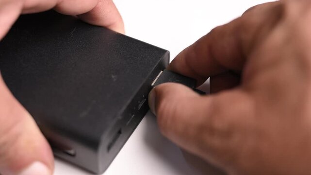 Disconnecting USB Type A Cable from Power Bank