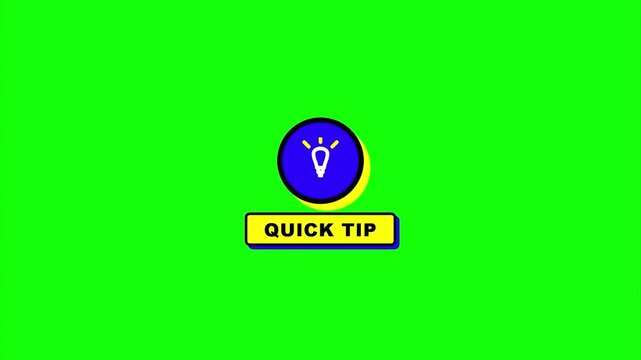 Quick tip lightbulb icon flat graphic motion animation green screen social media overlay tutorial content marketing