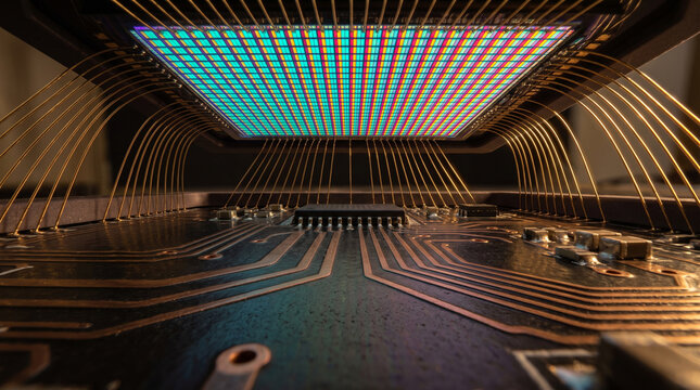 Camera sensor chip with gold wire bonding macro