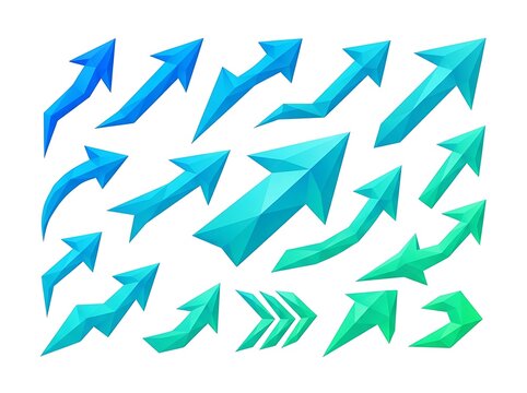 Abstract arrow shapes collection upward directional movement