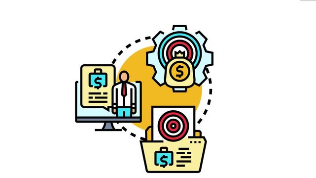 Finance professional analyzing income and expense data on a monitor, utilizing a structured budgeting process and planning financial goals with a centralized management system