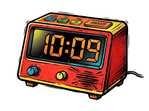 Retro digital alarm clock displaying time