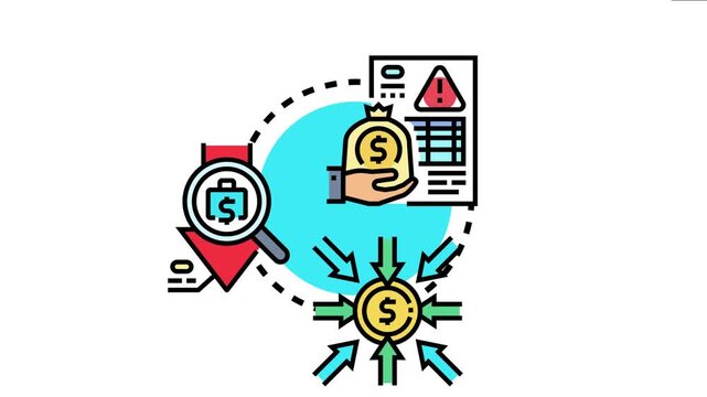 Cash inflow operations diagram visualizing financial resource acquisition, budget planning, and investment analysis with a focus on business money flow and income growth