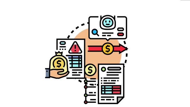 Hand holding a money bag connecting to financial documents and a user interface, concepts of cash inflow, transactions, and liquidity support