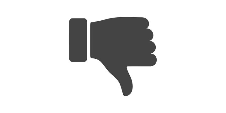 Thumbs down hand gesture flat icon for negative feedback and bad reaction.