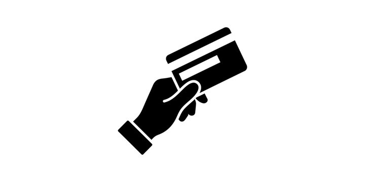 Credit card payment in hand flat icon for banking and financial transactions.