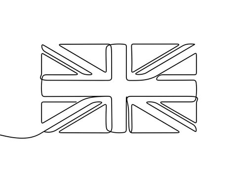 United kingdom flag continuous line drawing