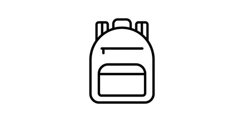 Backpack school bag outline icon for education and travel gear themes. © zain