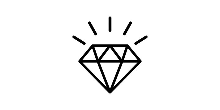 Diamond gemstone outline icon for luxury branding and jewelry designs.