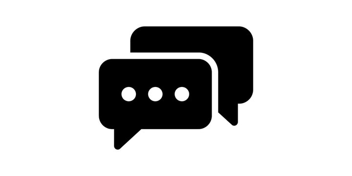 Black speech bubbles chat icon for messaging and communication apps.