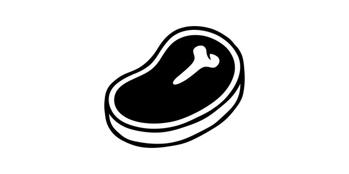 Raw steak meat outline icon for butchery shop and restaurant menu art.