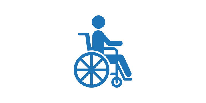 Handicap blue wheelchair person icon for hospital accessibility signage.