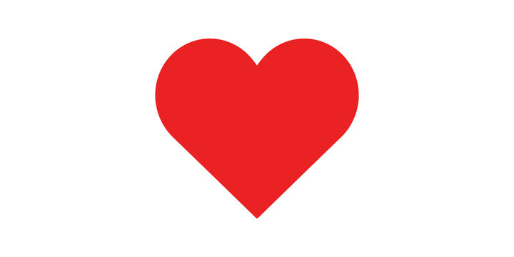 Red heart shape icon representing love and healthcare for graphics.