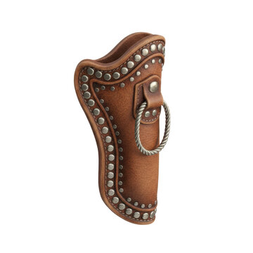 Vintage Leather Revolver Holster with Metal Stud Decorations