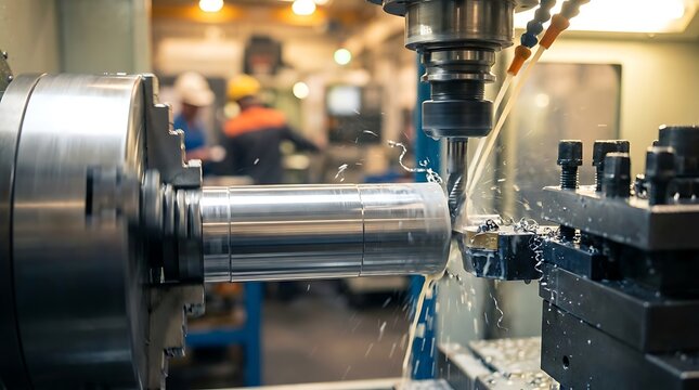 Cnc lathe machining metal cylinder