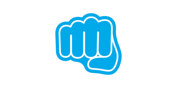 Blue fist symbol represents strength and power for graphic design uses.