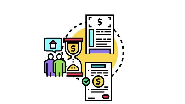 Financial loan agreements and credit arrangements providing support for individuals seeking money, mortgage, or investment opportunities, with an hourglass symbolizing the term