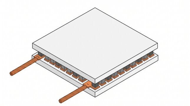 Plain Vector Illustration of Thermoelectric Waste Heat Harvesting Generator Module