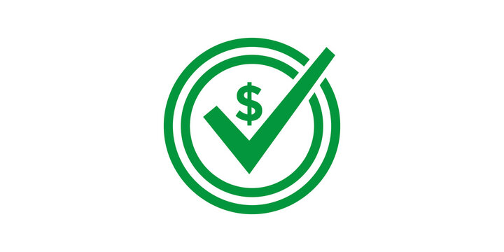 Green money guarantee checkmark icon representing financial security.