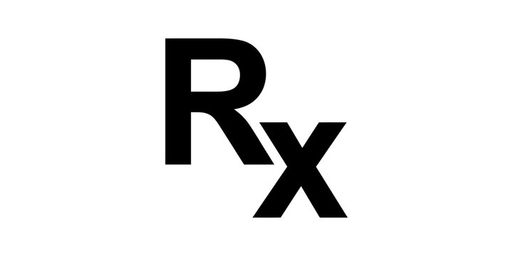 Rx symbol black flat icon isolated for medical pharmacy healthcare use.