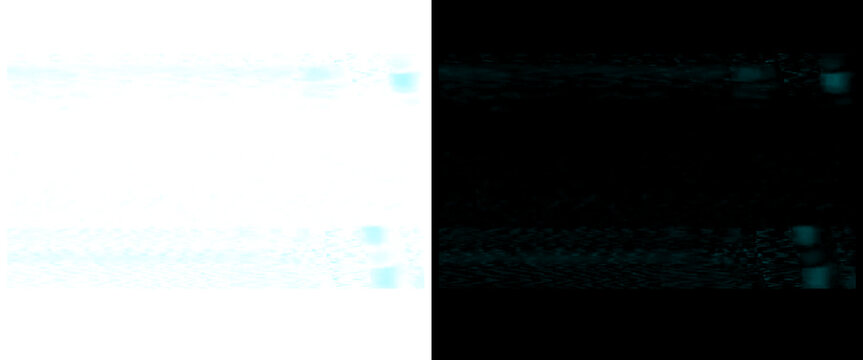 Abstract digital glitch background, cyber security data stream, futuristic blue light leak on black and white split screen