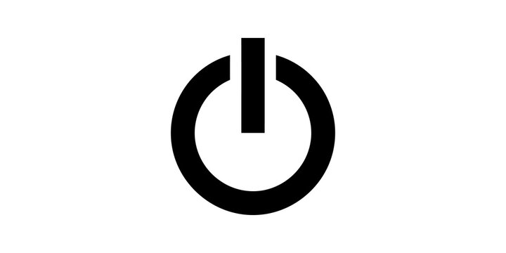 Power button black silhouette icon for technology electronic devices menu.