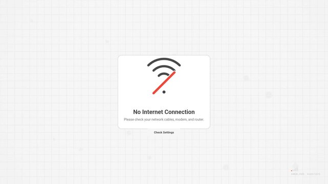 No Internet Connection Error Message on Minimalist Grid Background