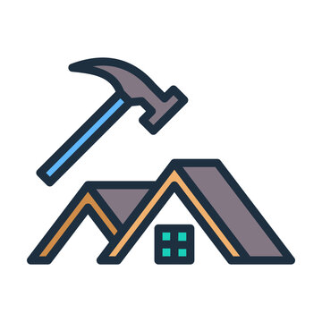Roofing Icon - Lineal Color