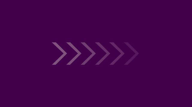 Right-directional white arrow loop animation.  swipe forward or right pointing solid  Animated arrows for the overlay video layer. blinking arrow navigation on lavender background ,4k video,, 