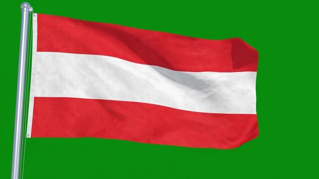 Austria flag waving in the wind against green screen