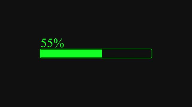 Abstract  loading bar progress animation with glowing round, pixel art animation 0 to 100 Futuristic progress loading bar  black background. 4K Video 