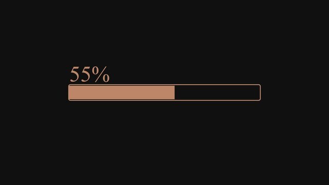 Abstract  loading bar progress animation with glowing round, pixel art animation 0 to 100 Futuristic progress loading bar  black background. 4K Video 