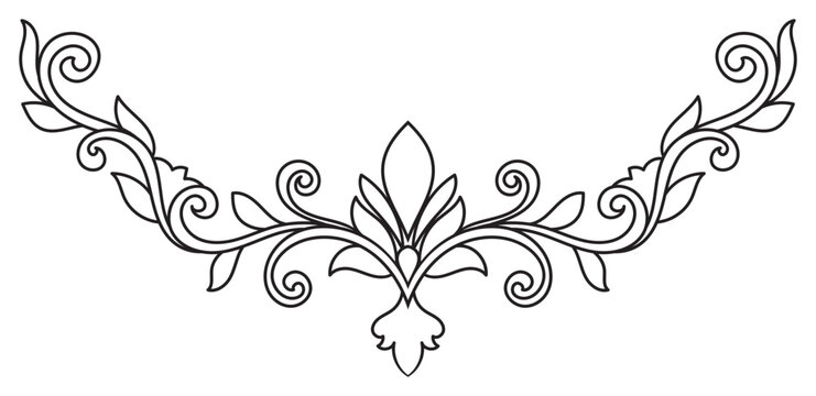 Vintage leaf and floral line art vintage scrolling frame borders.