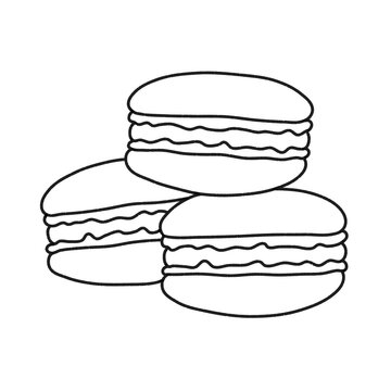 Minimalist French Macaron Line Art Hand Drawn Dessert Graphic