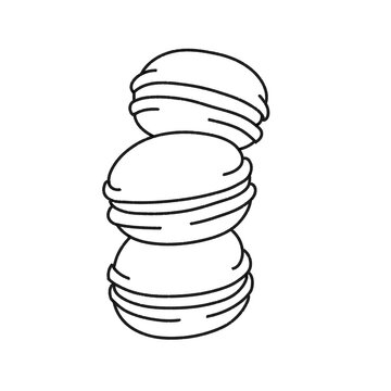 Minimalist French Macaron Line Art Hand Drawn Dessert Graphic