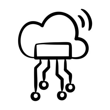 Cloud Data Icon - Handdrawn