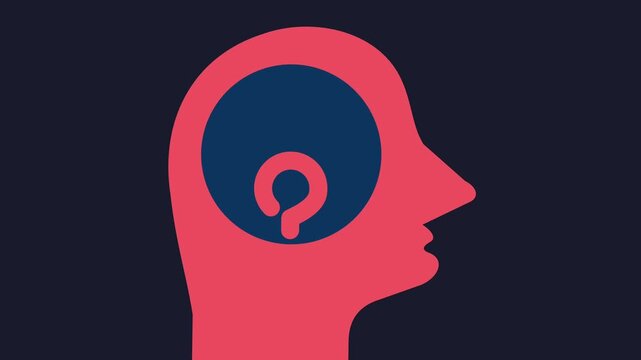 Minimalist graphic animation of a thinking person head