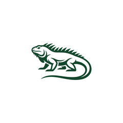 Obraz premium Minimalist green iguana logo icon design.