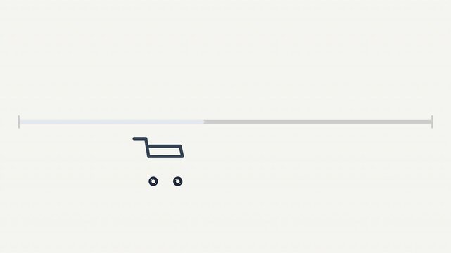 Linear progress bar with shopping cart icon and minimalist design on white background for websites and app interfaces. Suitable for digital designs.