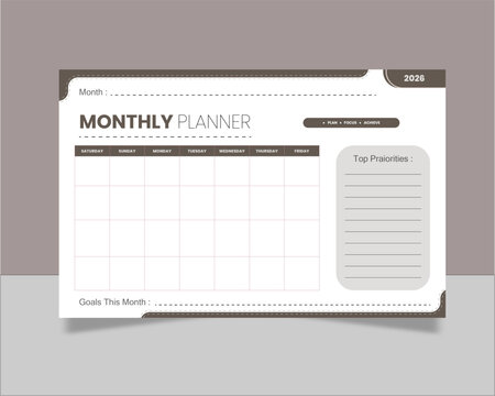 Monthly Schedule and Goal Planner Template