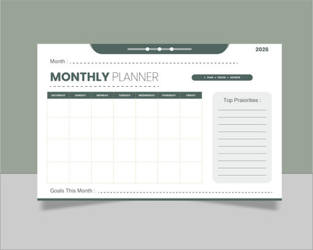 Monthly Schedule and Goal Planner Template