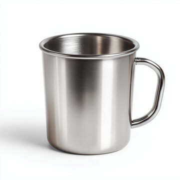 Stainless Steel Metal Camping Cup Mug Isolated on White Background