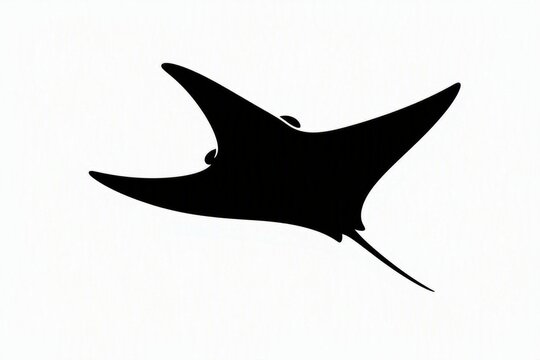 A bold black silhouette of a manta ray in vector format