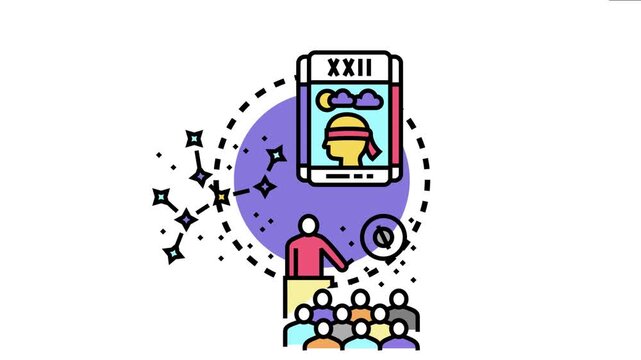 Spiritual guide interpreting cosmic signs to a listening crowd, communicating ethereal insights and divining future probabilities through ancient wisdom and intuitive perception