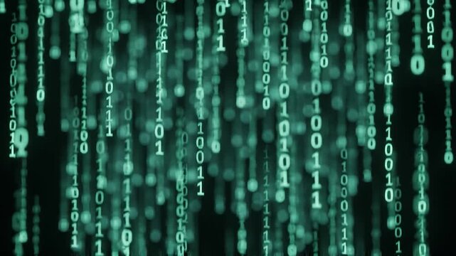 Falling Green Binary Code Matrix Animation
