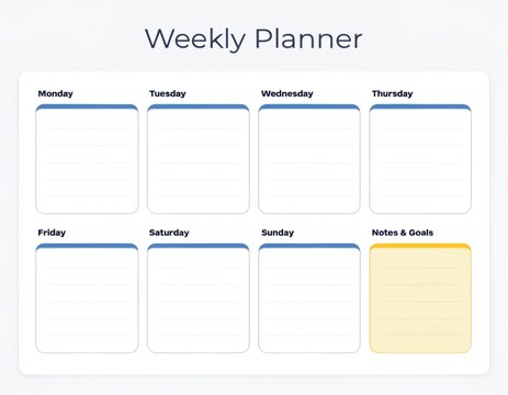 A simple linear weekly planner template in blue tone